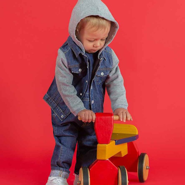 Larkwood Barnjacka med huva i denim för barn/barn 2-3 år Denim Blå Denim Blue 2-3 Years