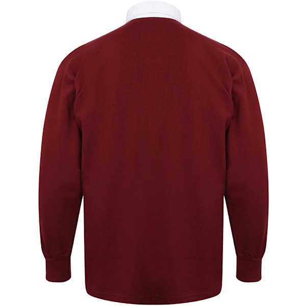 Front Row Long Sleeve Classic Rugby Polo Shirt S Deep Burgundy/ Deep Burgundy/White S