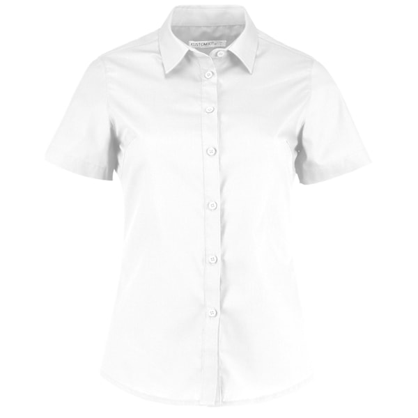 Kustom Kit Dam/Dam Poplin Skräddarsydd Kortärmad Skjorta 6 White 6 UK