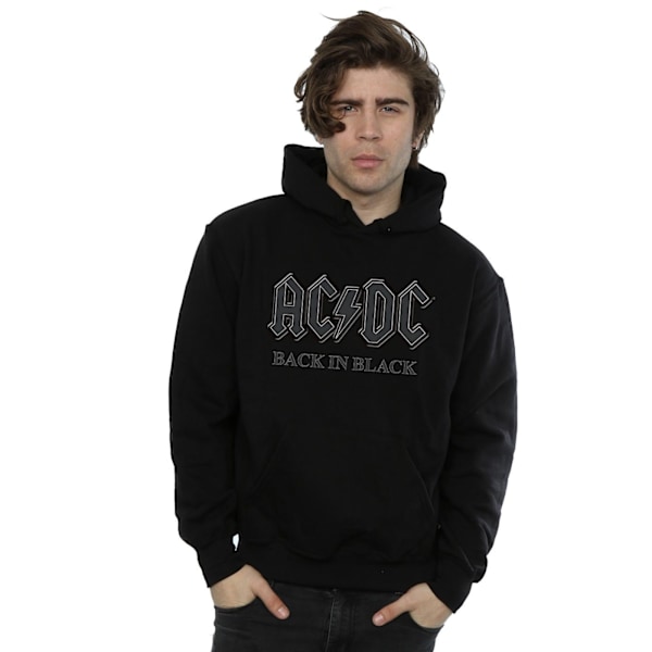 AC/DC Herr Back In Black Hoodie 3XL Svart Black 3XL