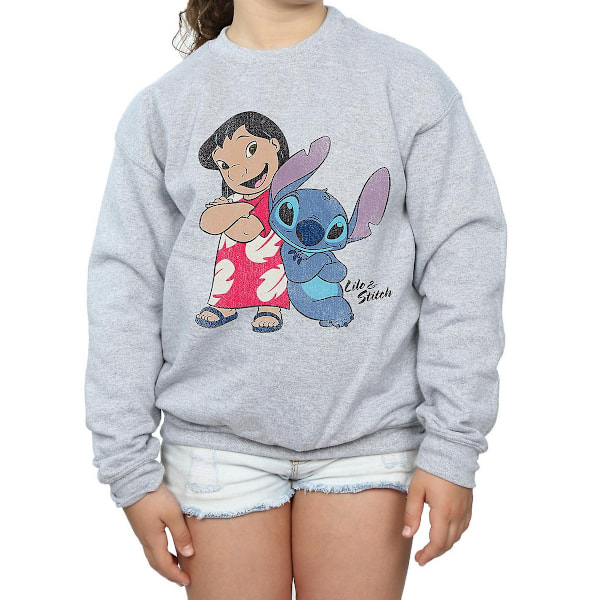 Lilo & Stitch Flickor Klassisk Sweatshirt 9-11 År Sports Grey Sports Grey 9-11 Years