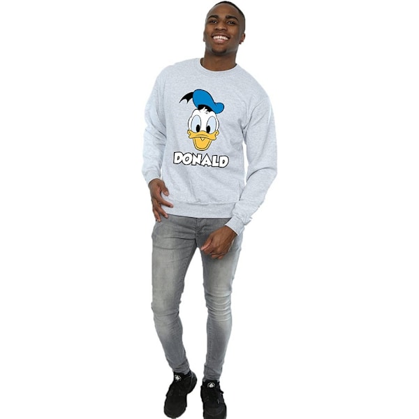 Disney Herr Donald Duck Ansikte Sweatshirt S Sports Grey Sports Grey S