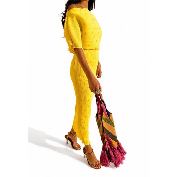 Never Fully Dressed Dam Tilly Plisse Miniklänning 8 UK Yellow 8 UK