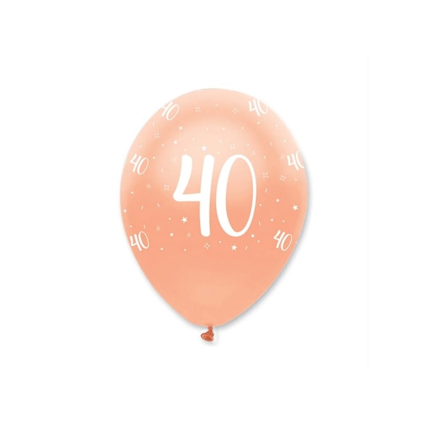 Kreativa latexballonger med heltäckande tryck för 40-årsdag (6-pack) Rose Gold One Size