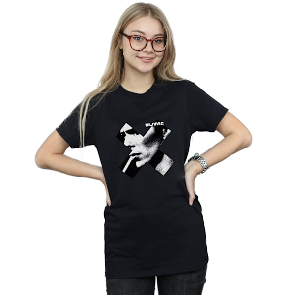 David Bowie Dam/Kvinnor Cross Smoke Boyfriend Fit Bomull Boyf Black XL