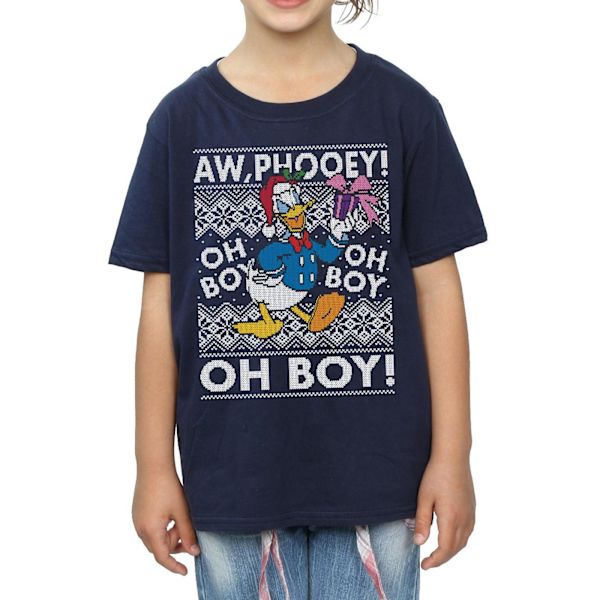 Disney Girls Donald Duck Jul Fair Isle Bomull T-shirt 5-6 Navy Blue 5-6 Years