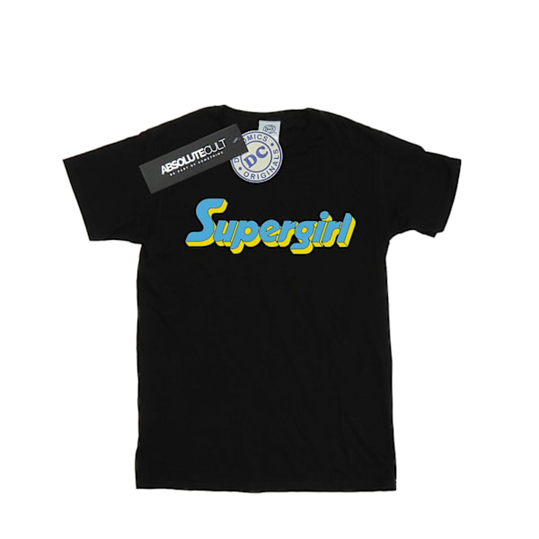 DC Comics Dam/Kvinnor Supergirl Text Logo Bomull Boyfriend T- Black S