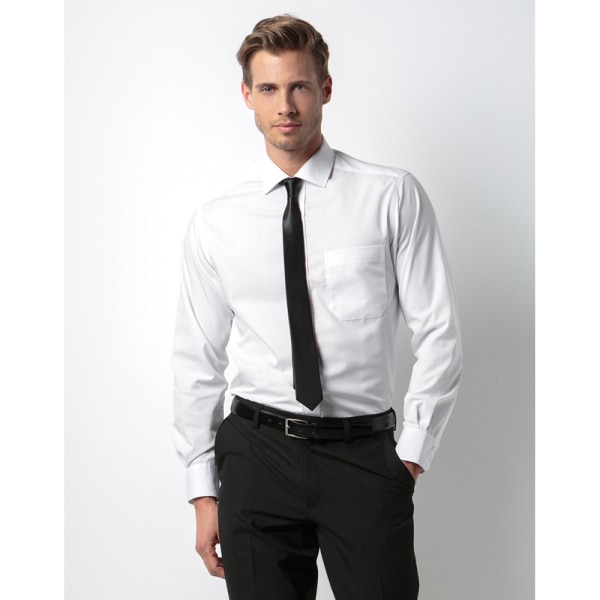 Kustom Kit Herr Premium icke-järn långärmad skjorta 14,5 tum Whi White 14.5inch