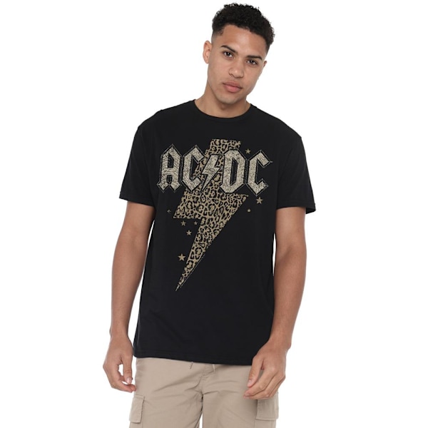 AC/DC Herr Leopard Print Bolt T-Shirt L Svart Black L