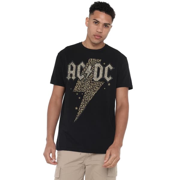 AC/DC Herr Leopardtryck Bolt T-Shirt S Svart Black S