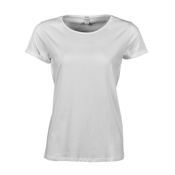 Tee Jays Dam/Dam Roll Sleeve bomull T-shirt XL Vit White XL