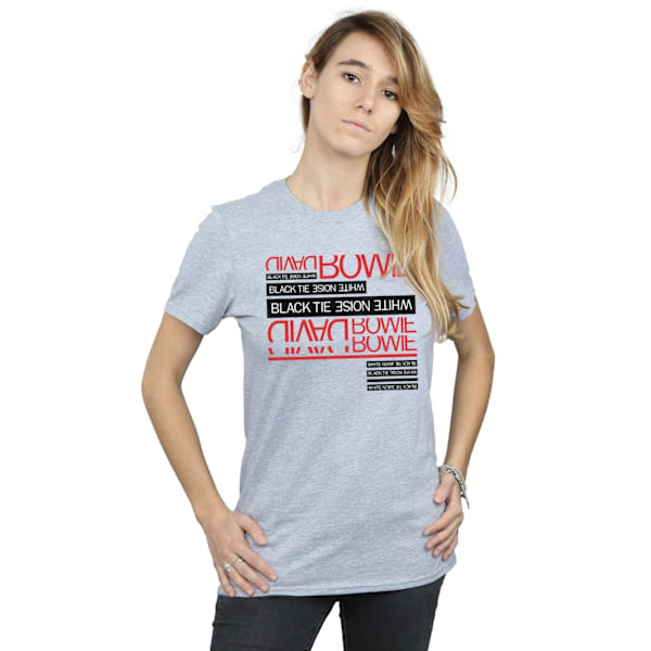 David Bowie Dam/Damer Svart Tie White Noise Bomull Pojkvän Sports Grey XXL