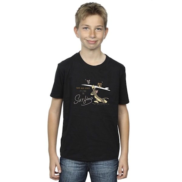 Tom och Jerry Boys It´s Time For Surfing T-shirt 9-11 år Bla Black 9-11 Years