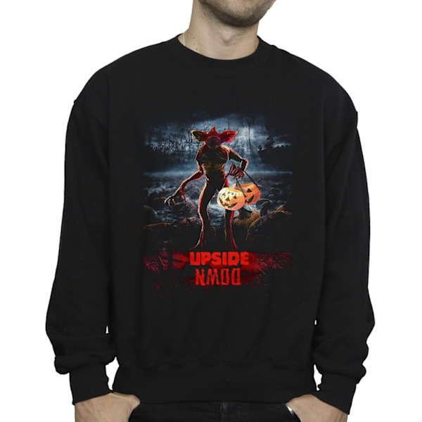 Netflix Mens Stranger Things Pumpkin Upside Down Sweatshirt L B Black L