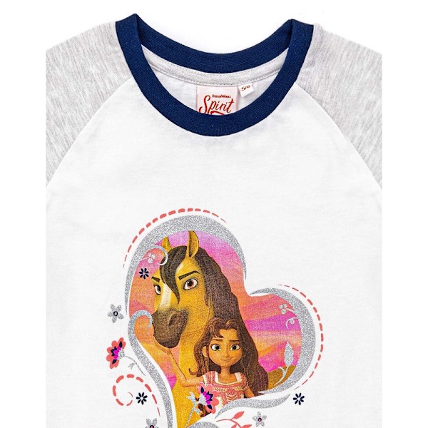 Spirit Girls Untamed Riding  Långärmad Pyjamas Set 5-6 År White/Heather Grey/Navy 5-6 Years
