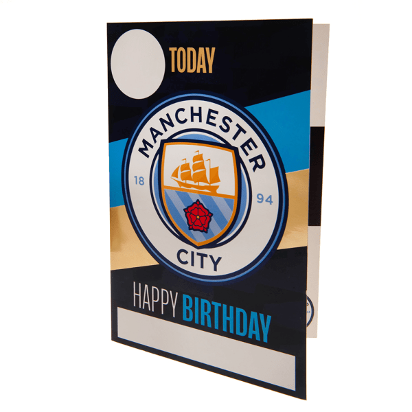 Manchester City FC Födelsedagskort med klistermärken 22cm x 15cm Sky Sky Blue/Gold 22cm x 15cm