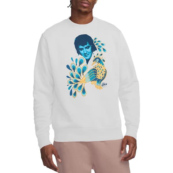 Elvis Unisex Vuxen Påfågel Tröja M Vit White M