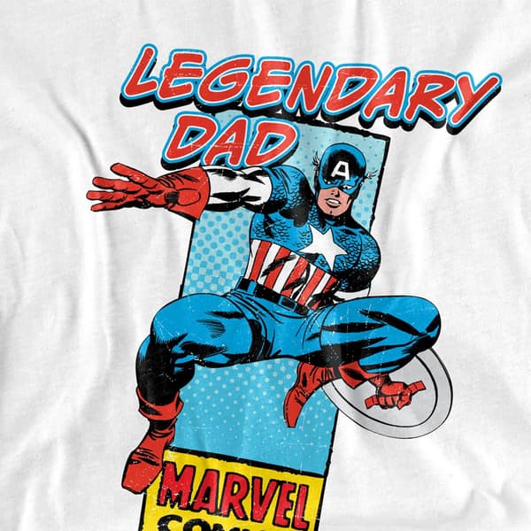 Marvel Comics Herr Legendarisk Pappa Captain America Hörnlåda Tjock White S