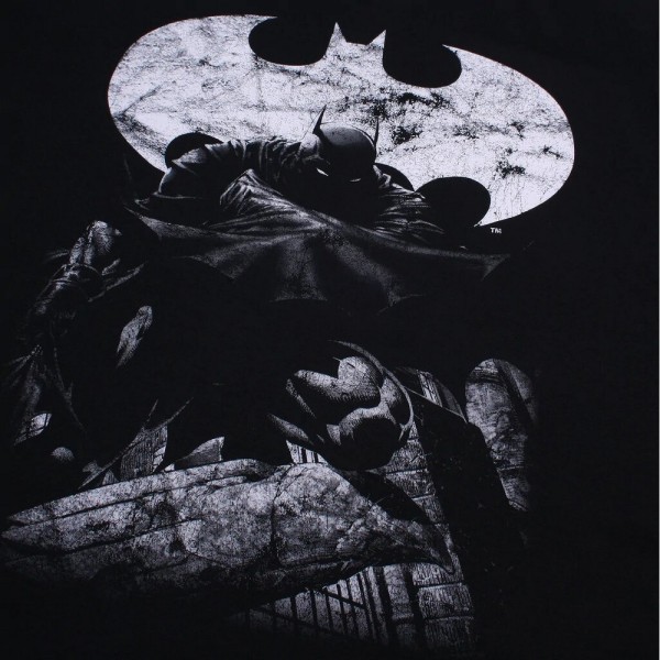Batman herr Dark Knight bomull T-shirt S svart/vit Black/White S