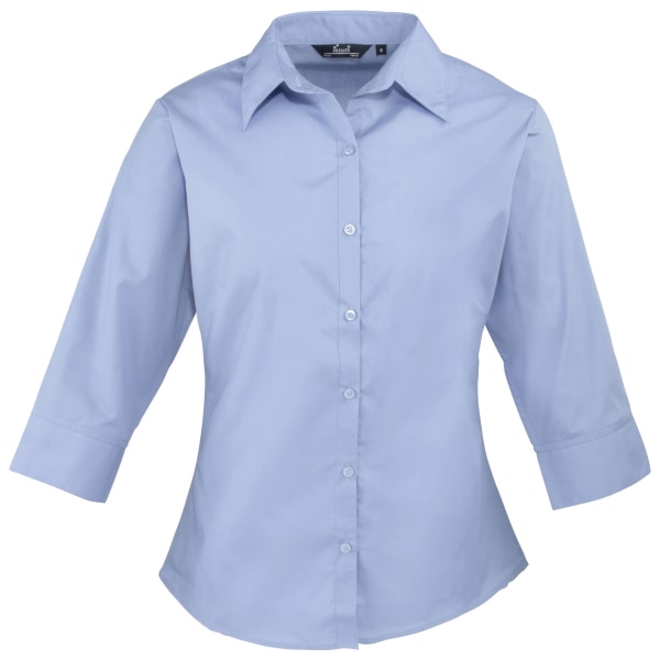 Premier 3/4-ärmsskjorta i poplin / Enfärgad arbetsskjorta 20 Mid Blue Mid Blue 20