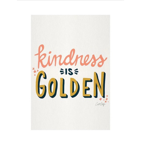 Cat Coquillette Kindness Is Golden Print 40cm x 30cm Vit/Peac White/Peach/Golden Yellow 40cm x 30cm