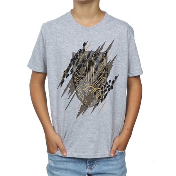 Marvel Boys Black Panther Gold Head T-Shirt 7-8 år Sports Grå Sports Grey 7-8 Years