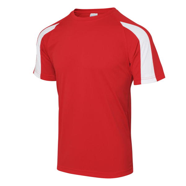 Just Cool Mens Contrast Cool Sports Plain T-Shirt 2XL Fire Red/ Fire Red/Arctic White 2XL