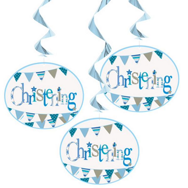 Unika hängande dekorationer för festsparvar för dop (förpackning om 3 Blue One Size