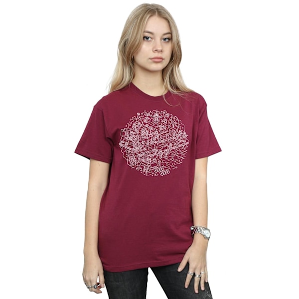 Star Wars Dam/Damer Jul Dödsstjärnan Bomull Pojkvän T-shirt Burgundy L