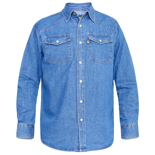 Duke Herr D555 Western Denim Kingsize Skjorta 7XL Stonewash Stonewash 7XL