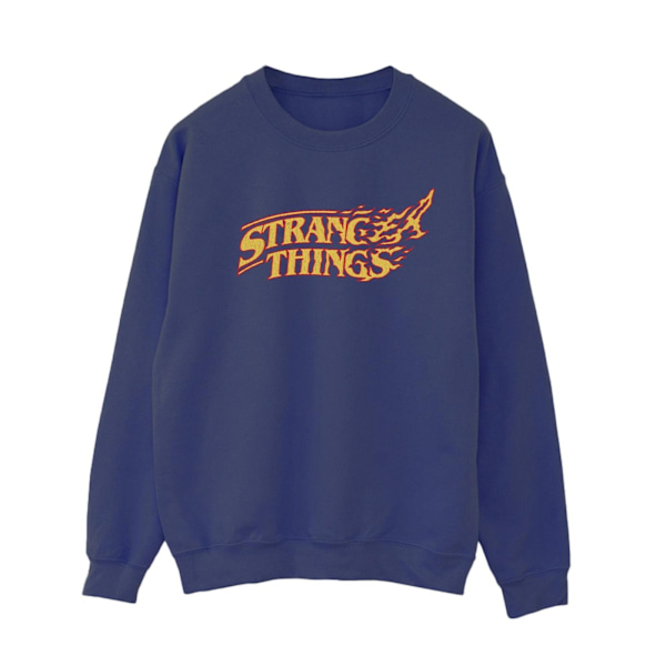 Netflix Dam/Kvinnor Stranger Things Logo Breaking Sweatshirt Navy Blue L