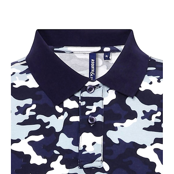 Asquith & Fox Herr Poloskjorta Kortärmad Kamouflagemönster L Kamouflage Blå Camo Blue L