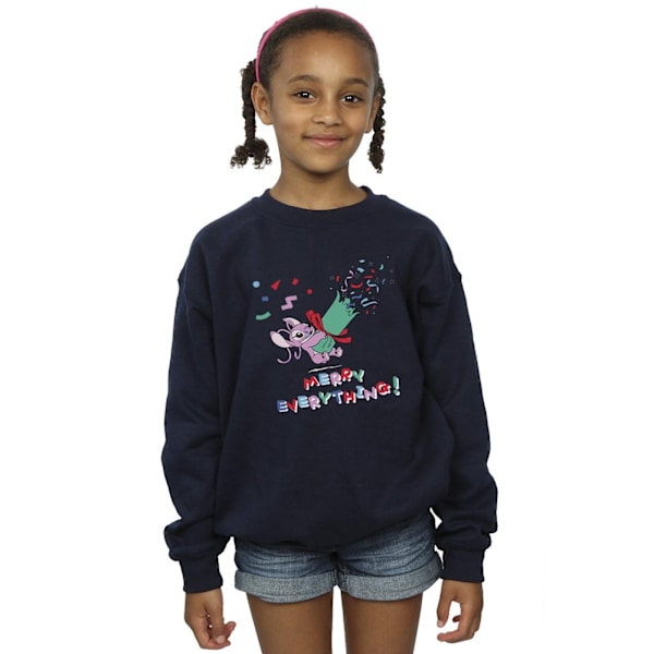 Disney Girls Lilo And Stitch Angel Merry Everything Sweatshirt Navy Blue 3-4 Years