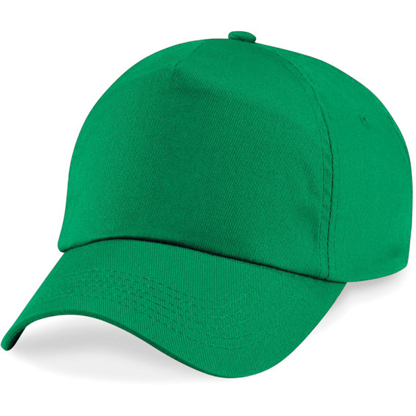 Beechfield Plain Unisex Junior Original 5 Panel Baseball Cap On Kelly One Size