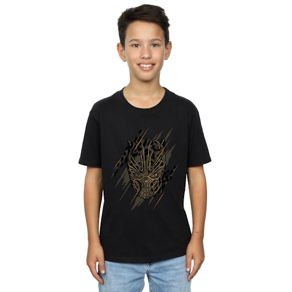 Marvel Boys Black Panther Gold Head T-Shirt 12-13 år Svart Black 12-13 Years