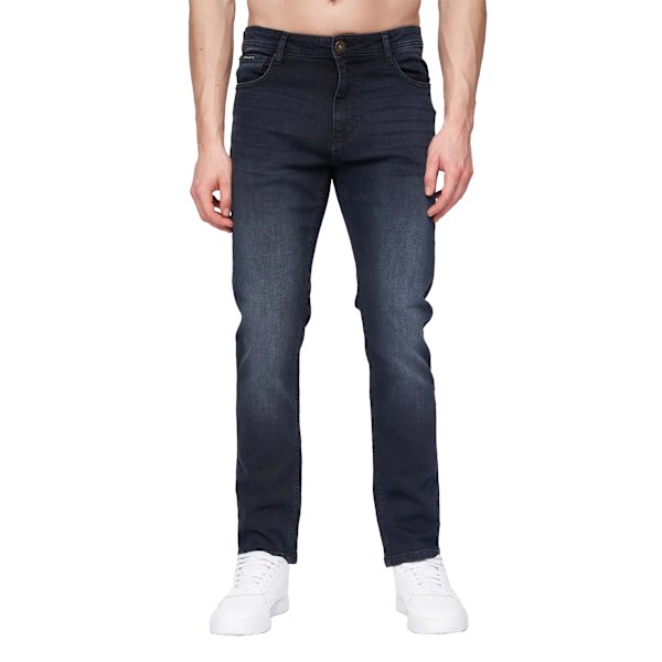 Henleys Herr Craze Comfort Straight Jeans 36R Blå Svart Blue Black 36R