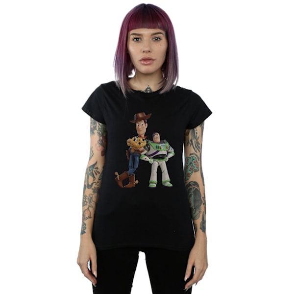 Disney Dam/Kvinnor Toy Story Buzz Och Woody Stående Bomull T-shirt Black L