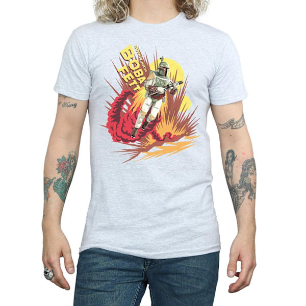 Star Wars Herr Boba Fett Raketdriven T-shirt S Sports Grey Sports Grey S