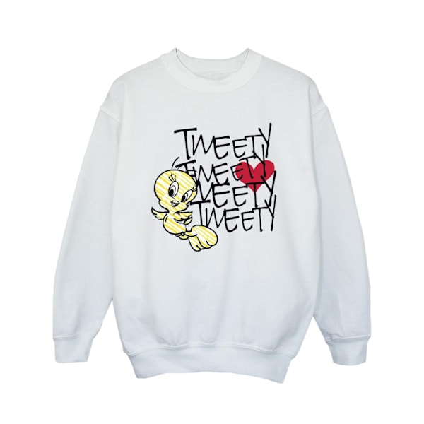 Looney Tunes Girls Tweety Love Heart Sweatshirt 9-11 år Vit White 9-11 Years