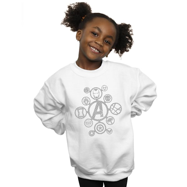 Marvel Girls Avengers Infinity War Distressed Metal Icons Sweatshirt White 5-6 Years