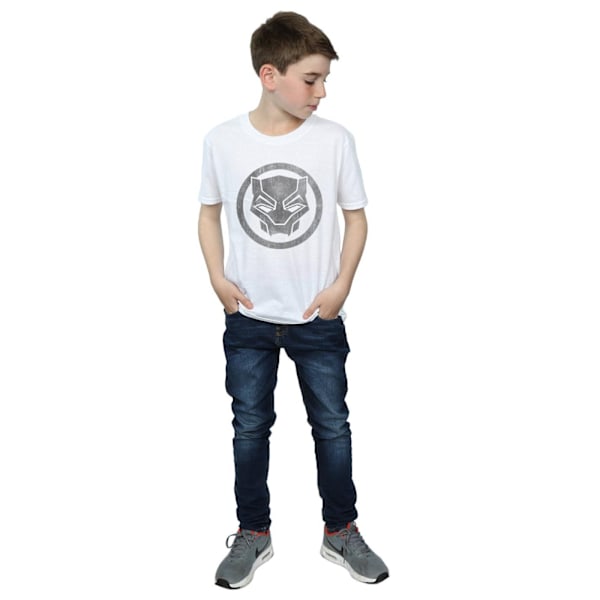 Marvel Boys Black Panther Distressed Icon T-Shirt 12-13 år W White 12-13 Years