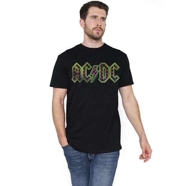 AC/DC Herr T-shirt Schackrutig Gradient Logo 3XL Svart Black 3XL