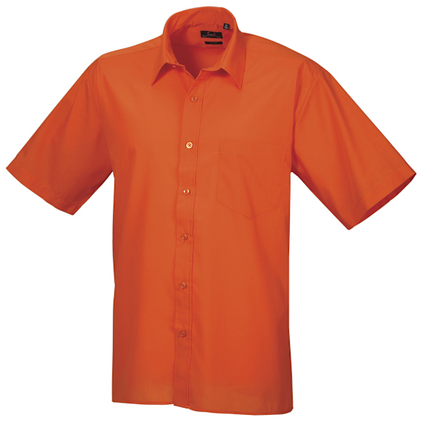 Premier Mens Short Sleeve Formal Poplin Plain Work Shirt 17 Ora Orange 17