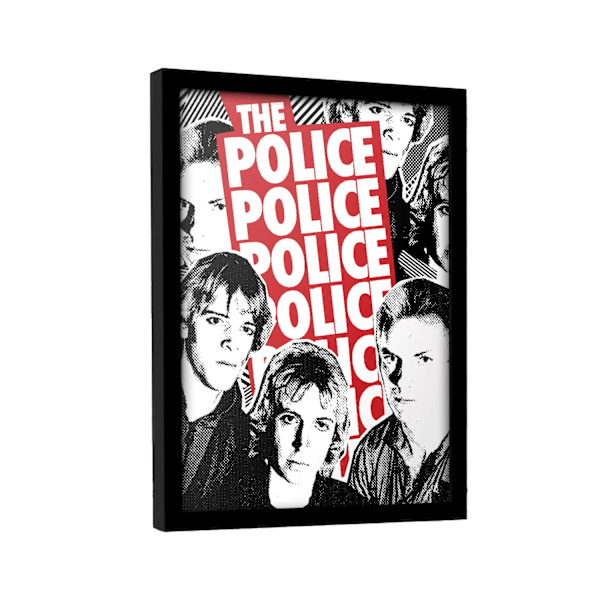 The Police Repeat Print Inramad Poster 40cm x 30cm Svart/Vit/R Black/White/Red 40cm x 30cm