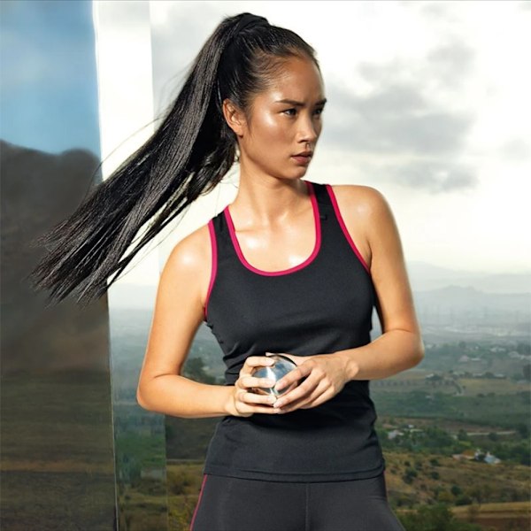 Tri Dri Dam/Kvinnor Panelad Fitness Sleeveless Vest S Svart Black / Hot Pink S