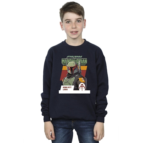 Star Wars Boys The Mandalorian Boba Fett Lives Sweatshirt 12-13 Navy Blue 12-13 Years
