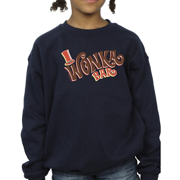 Willy Wonka Girls Bar Logo Sweatshirt 3-4 år Marinblå Navy Blue 3-4 Years