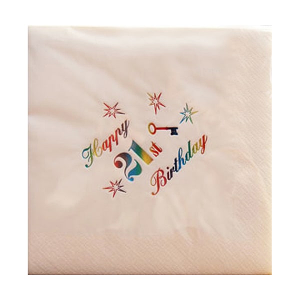 NPK 21:a födelsedag printed servetter (paket med 15 ) One Size Wh White One Size