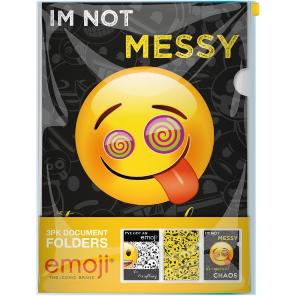 Emoji-dokumentplånbok (paket med 3) One Size Svart/Gul Black/Yellow One Size