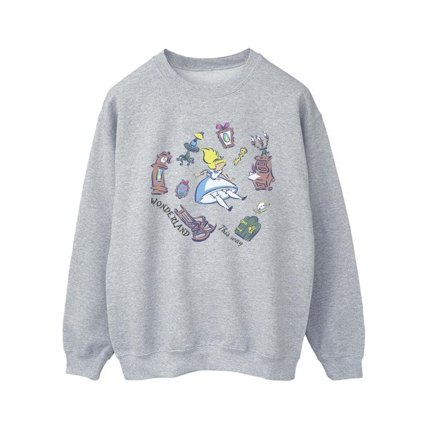 Disney Mens Alice In Wonderland Falling Sweatshirt S Sports Gre Sports Grey S